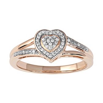 DeCouer Sterling Silver 1/10 Carat T.W. Diamond Heart Promise Ring