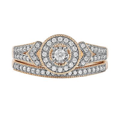 DeCouer 1/3 Carat T.W. Diamond Halo Engagement Ring Set