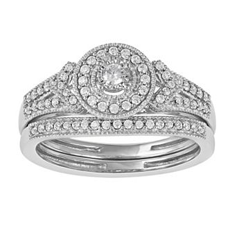 DeCouer 1/3 Carat T.W. Diamond Halo Engagement Ring Set