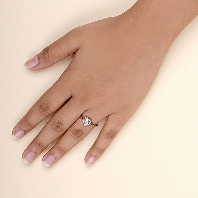 DeCouer Sterling Silver 1/10 Carat T.W. Diamond Heart Promise Ring