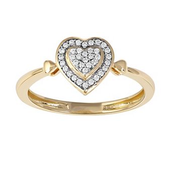 DeCouer Sterling Silver 1/10 Carat T.W. Diamond Heart Promise Ring