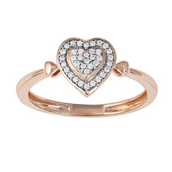 DeCouer Sterling Silver 1/10 Carat T.W. Diamond Heart Promise Ring