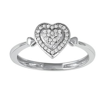 DeCouer Sterling Silver 1/10 Carat T.W. Diamond Heart Promise Ring