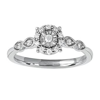 DeCouer Sterling Silver 1/6 Carat T.W. Diamond Halo Promise Ring