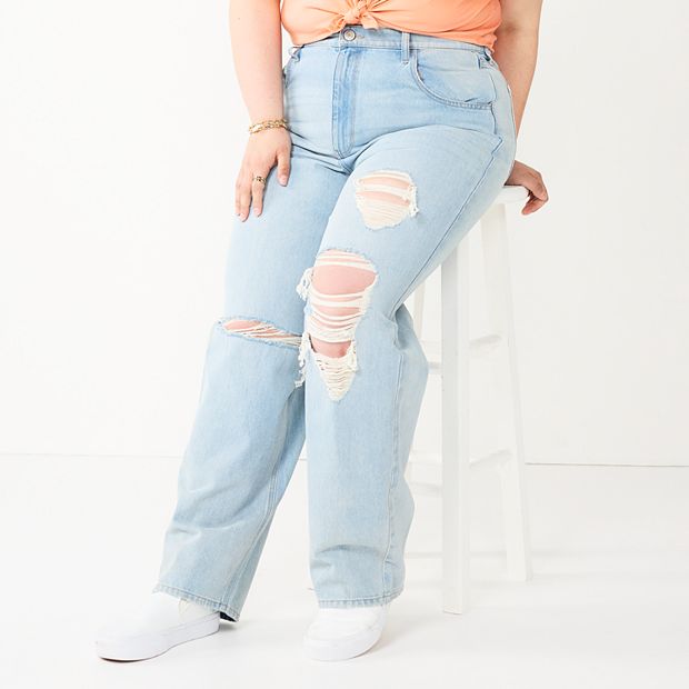 Juniors' Plus Size SO® Super High Rise Baggy Jeans