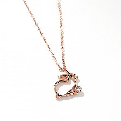 DeCouer Diamond Accent Rabbit Pendant Necklace