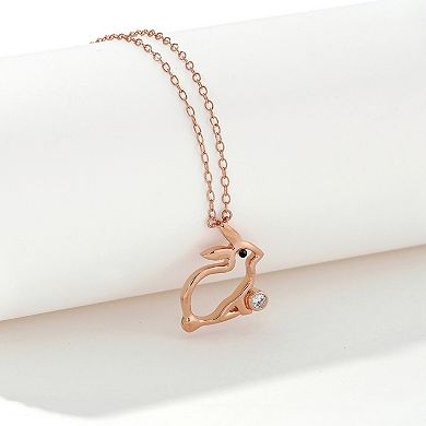 DeCouer Diamond Accent Rabbit Pendant Necklace