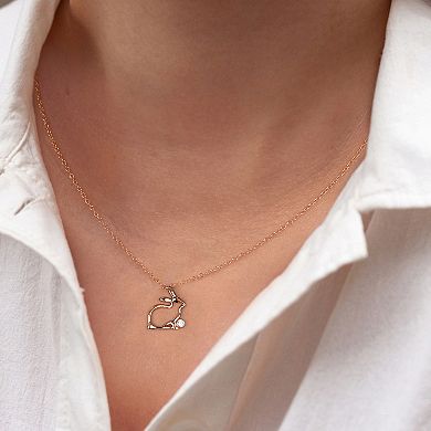 DeCouer Diamond Accent Rabbit Pendant Necklace