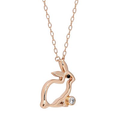 DeCouer Diamond Accent Rabbit Pendant Necklace