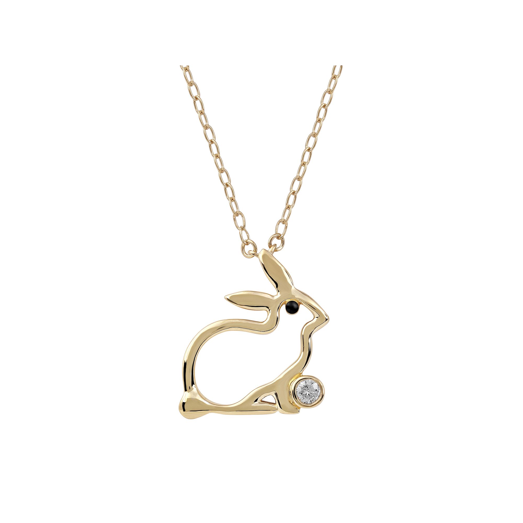 DeCouer Diamond Accent Rabbit Pendant Necklace, Womens, Size: 18, Gold 
