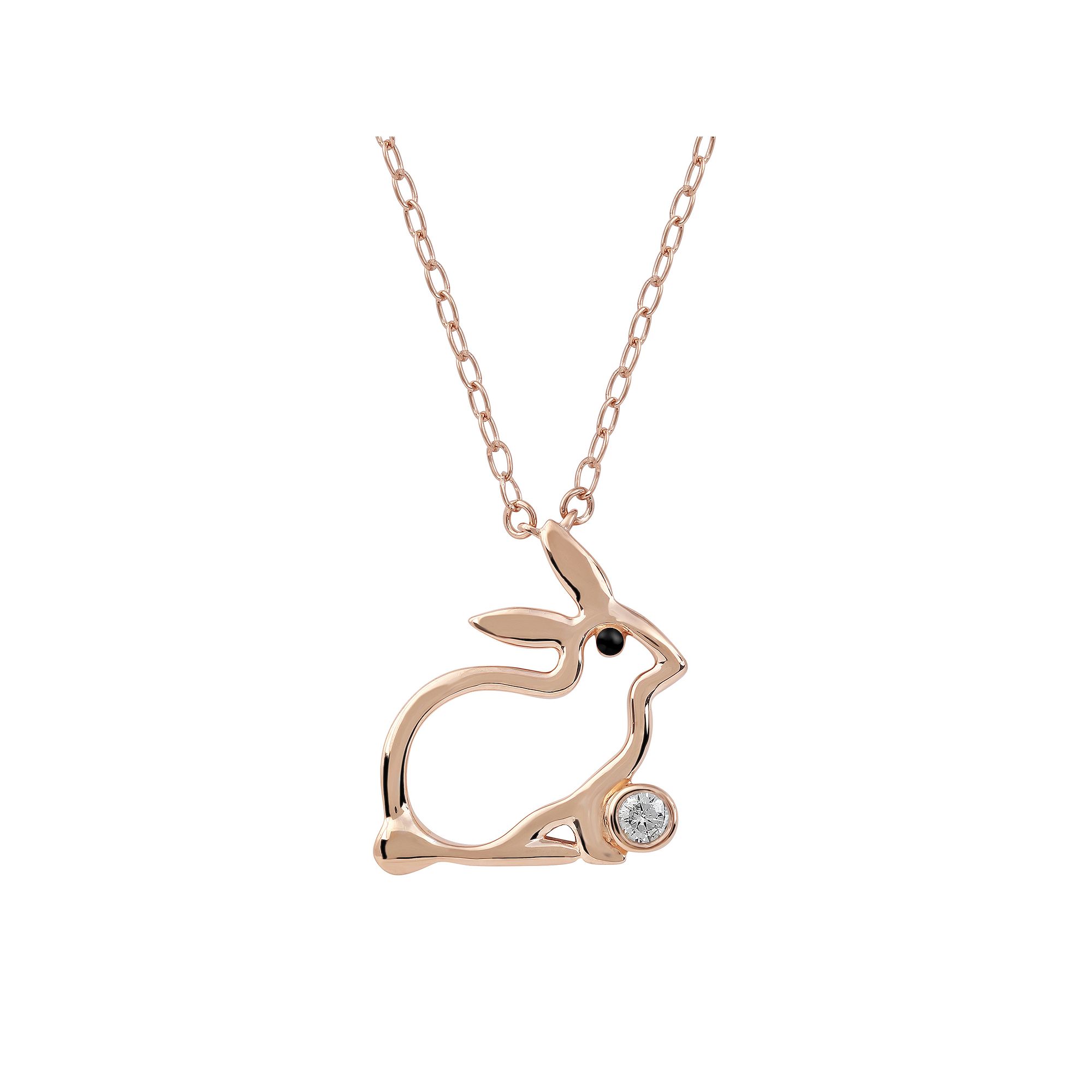 DeCouer Diamond Accent Rabbit Pendant Necklace, Womens, Size: 18, Rose 