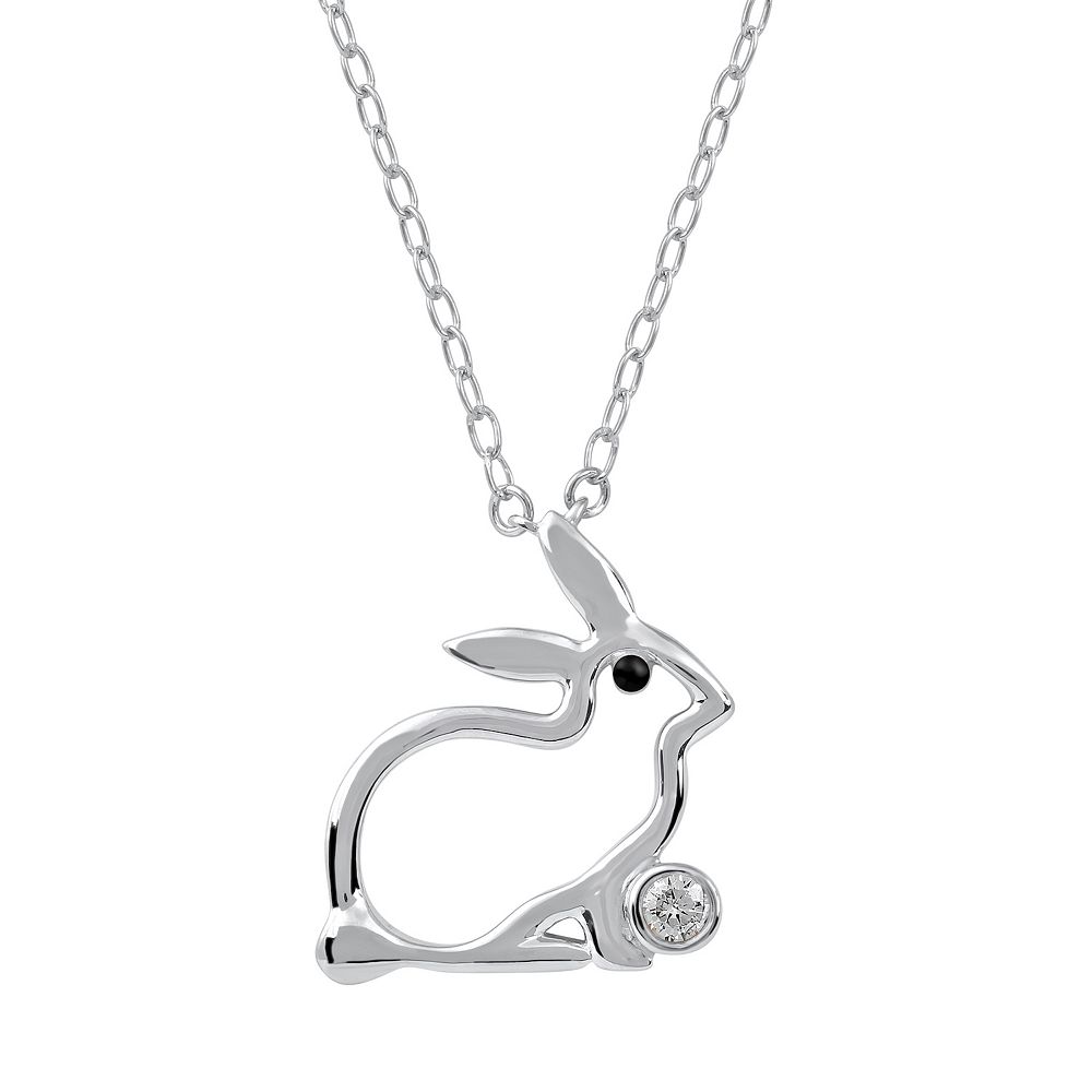 DeCouer Diamond Accent Rabbit Pendant Necklace