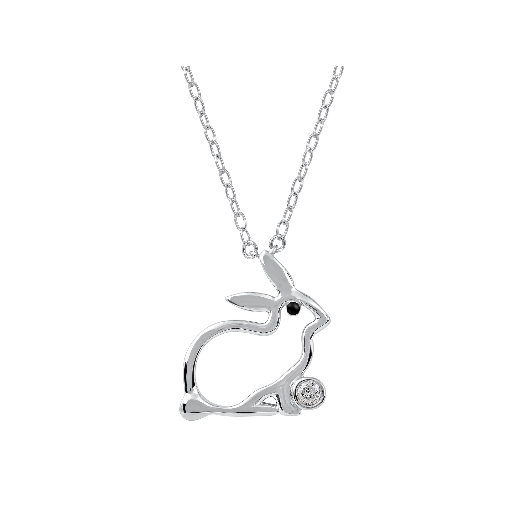 DeCouer Diamond Accent Rabbit Pendant Necklace, Womens, Size: 18, Silve
