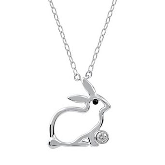 DeCouer Diamond Accent Rabbit Pendant Necklace