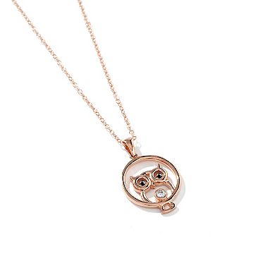 DeCouer Diamond Accent Owl Pendant Necklace