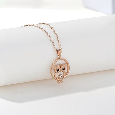 DeCouer Diamond Accent Owl Pendant Necklace