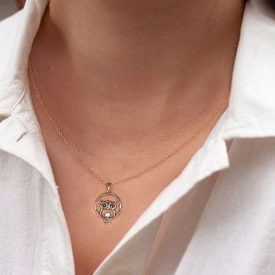 DeCouer Diamond Accent Owl Pendant Necklace