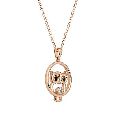 DeCouer Diamond Accent Owl Pendant Necklace