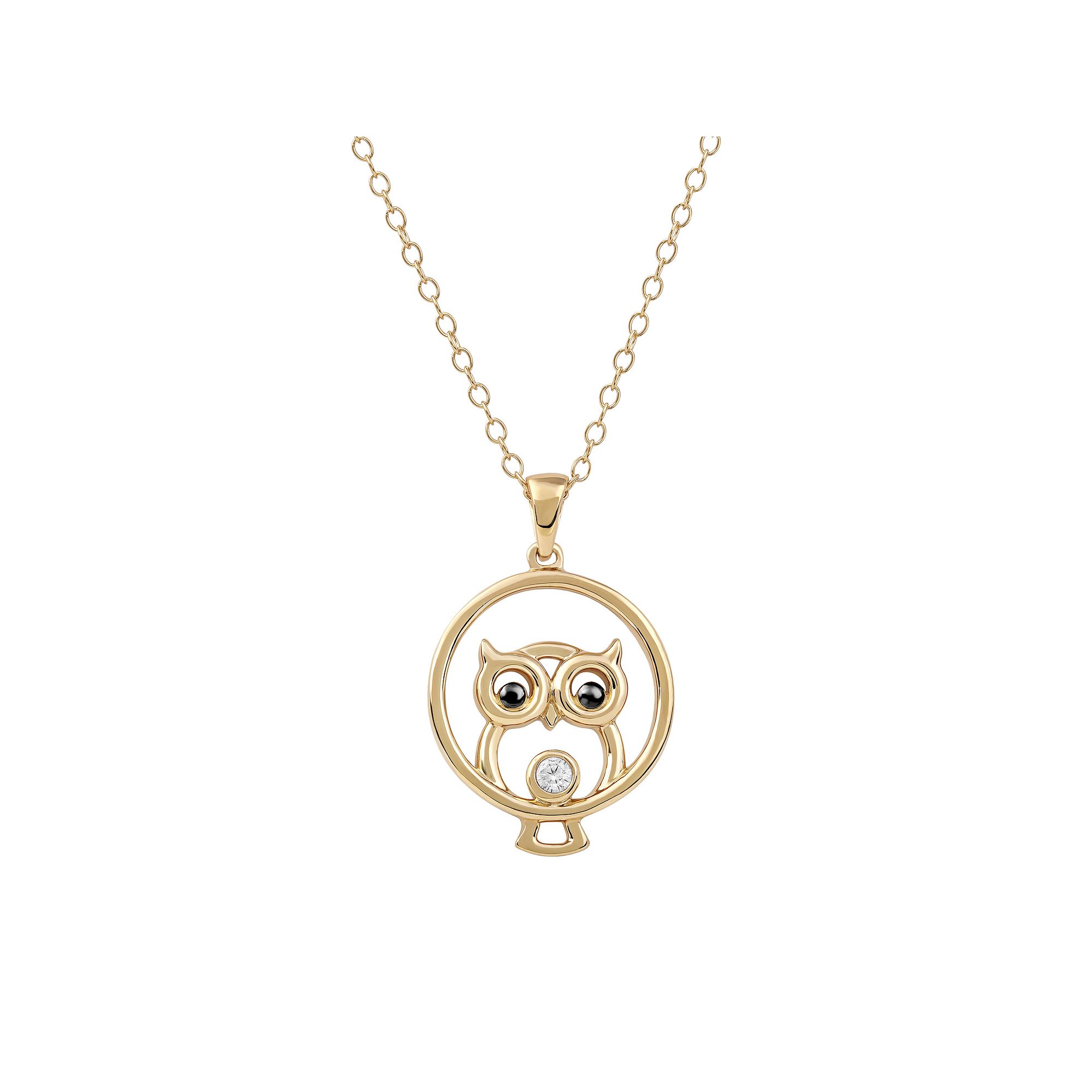 DeCouer Diamond Accent Owl Pendant Necklace, Womens, Size: 18, Gold Ton