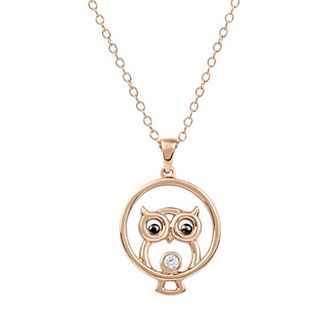 DeCouer Diamond Accent Owl Pendant Necklace