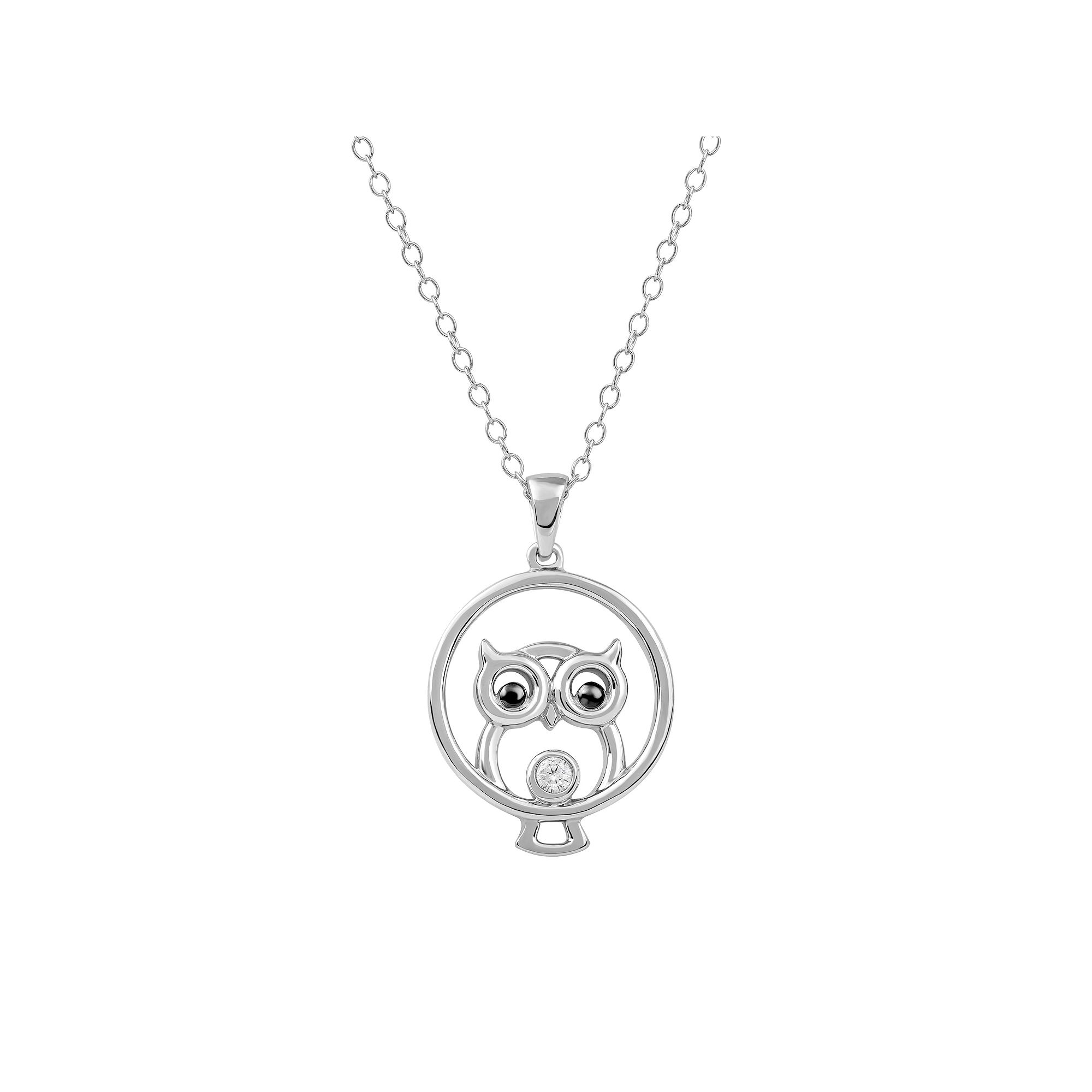 DeCouer Diamond Accent Owl Pendant Necklace, Womens, Size: 18, Silver T