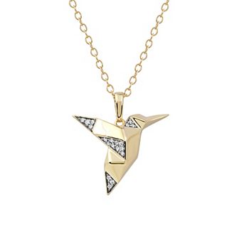 DeCouer Sterling Silver Diamond Accent Bird Pendant Necklace