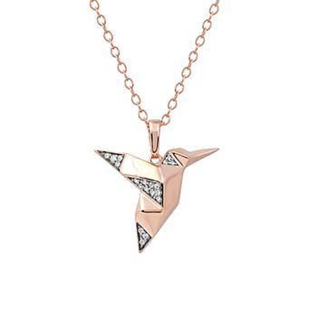 DeCouer Sterling Silver Diamond Accent Bird Pendant Necklace