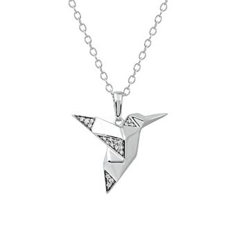 DeCouer Sterling Silver Diamond Accent Bird Pendant Necklace