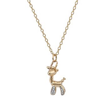 DeCouer 1/10 Carat T.W. Diamond Giraffe Balloon Animal Pendant Necklace
