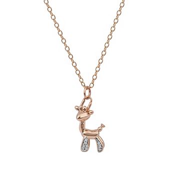 DeCouer 1/10 Carat T.W. Diamond Giraffe Balloon Animal Pendant Necklace