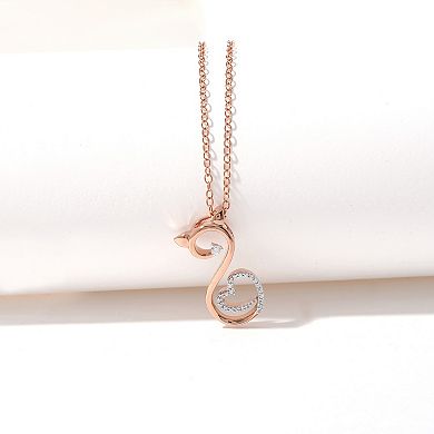 DeCouer Diamond Accent Heart Cat Swirl Pendant Necklace