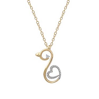 DeCouer Diamond Accent Heart Cat Swirl Pendant Necklace