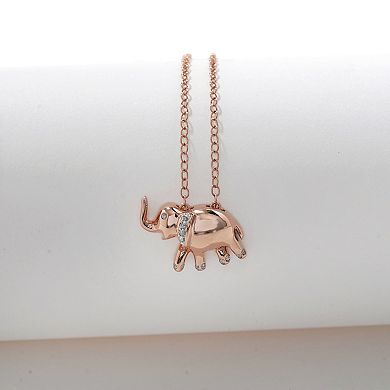 DeCouer Diamond Accent Elephant Pendant Necklace