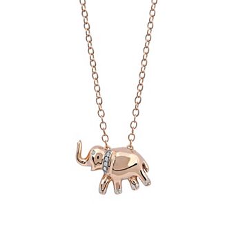 DeCouer Diamond Accent Elephant Balloon Animal Pendant Necklace