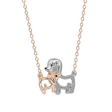 DeCouer 1/10 Carat T.W. Diamond Dog & Puppy Necklace