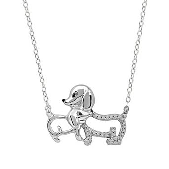 DeCouer 1/10 Carat T.W. Diamond Dog & Puppy Necklace