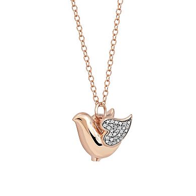 DeCouer Diamond Accent Dove Pendant Necklace