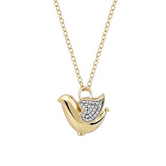 DeCouer Diamond Accent Bird Pendant Necklace