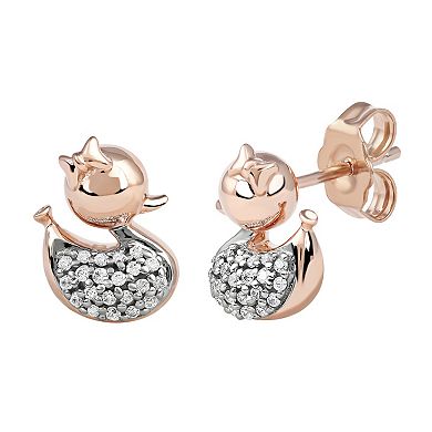 DeCouer 1/10 Carat T.W. Diamond Balloon Duck Stud Earrings