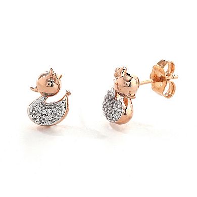 DeCouer 1/10 Carat T.W. Diamond Balloon Duck Stud Earrings