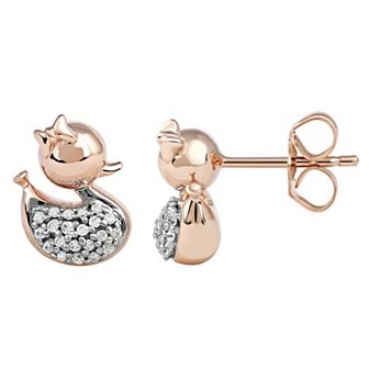DeCouer 1/10 Carat T.W. Diamond Balloon Duck Stud Earrings