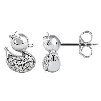 DeCouer 1/10 Carat T.W. Diamond Balloon Duck Stud Earrings