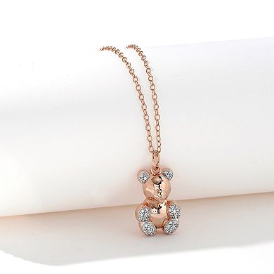 DeCouer 1/10 Carat T.W. Diamond Teddy Bear Pendant Necklace