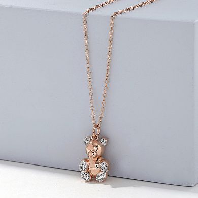 DeCouer 1/10 Carat T.W. Diamond Teddy Bear Pendant Necklace