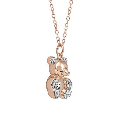 DeCouer 1/10 Carat T.W. Diamond Teddy Bear Pendant Necklace