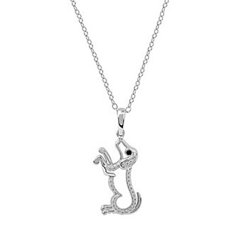 DeCouer Sterling Silver 1/10 Carat T.W. Diamond Dog Pendant Necklace