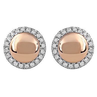 DeCouer Sterling Silver 1/6 Carat T.W. Diamond Halo Stud Earrings