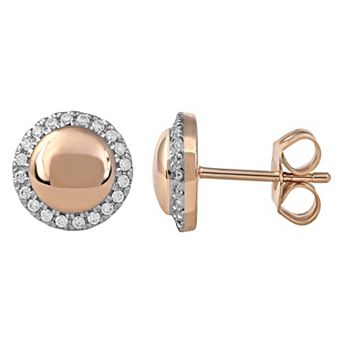 DeCouer Sterling Silver 1/6 Carat T.W. Diamond Halo Stud Earrings