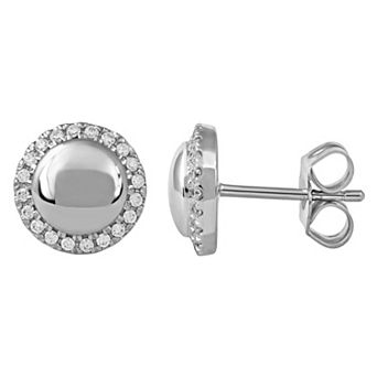 DeCouer Sterling Silver 1/6 Carat T.W. Diamond Halo Stud Earrings