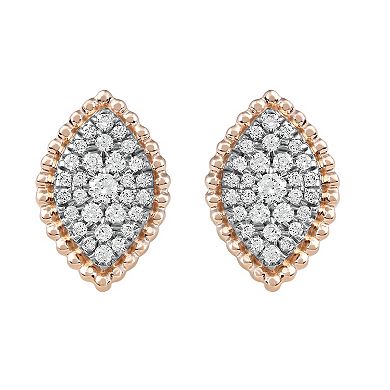DeCouer Sterling Silver 1/4 Carat T.W. Diamond Cluster Marquise Stud Earrings